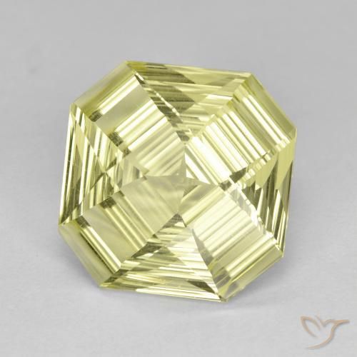 Cuarzo Amarillo limón natural de 5.35 ct, Corte Octágono / Esmeralda, VVS-VS