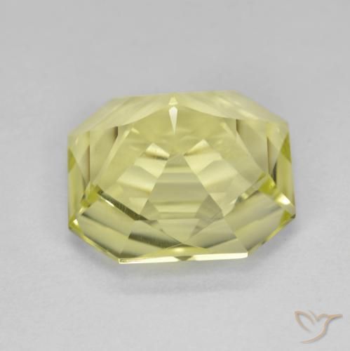 Cuarzo Amarillo limón natural de 5.35 ct, Corte Octágono / Esmeralda, VVS-VS
