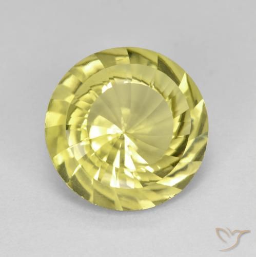 Cuarzo Amarillo claro natural de 5.29 ct, Redondo, VVS