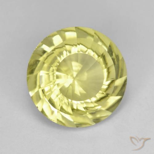 Cuarzo Amarillo claro natural de 5.53 ct, Redondo, VVS