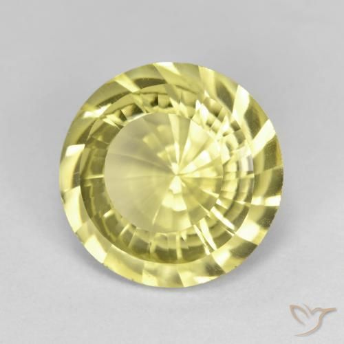 Cuarzo Amarillo claro natural de 5.24 ct, Redondo, VVS