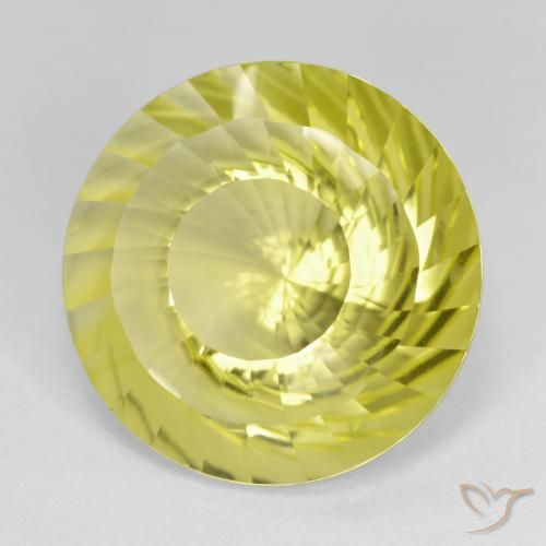 Cuarzo Amarillo claro natural de 14.35 ct, Redondo, VVS