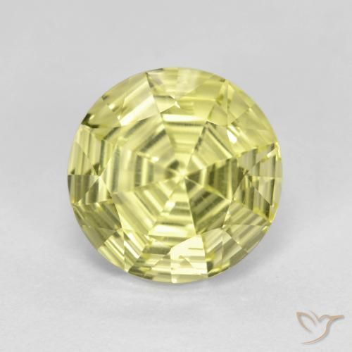 Cuarzo Amarillo claro medio natural de 3.67 ct, Redondo, VVS-VS