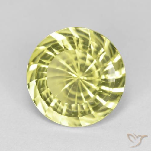 Cuarzo Amarillo limón natural de 5.16 ct, Redondo, VVS