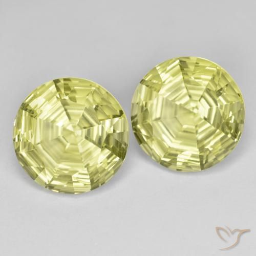 Gemas de Cuarzo Amarillo limón natural de 7.00 ct, Redondo, VVS-VS