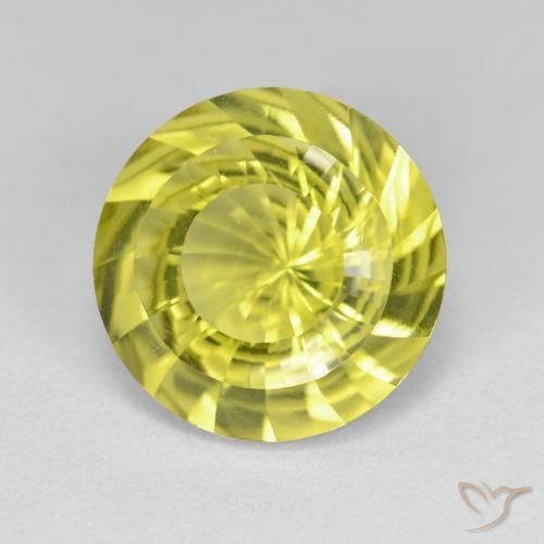Cuarzo Amarillo medio natural de 5.59 ct, Redondo, VVS