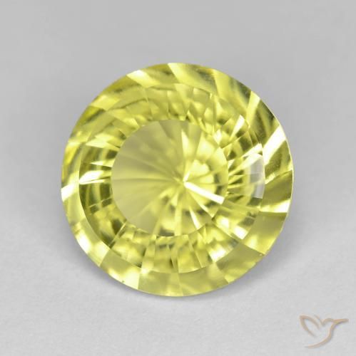 Cuarzo Amarillo medio natural de 5.35 ct, Redondo, VVS