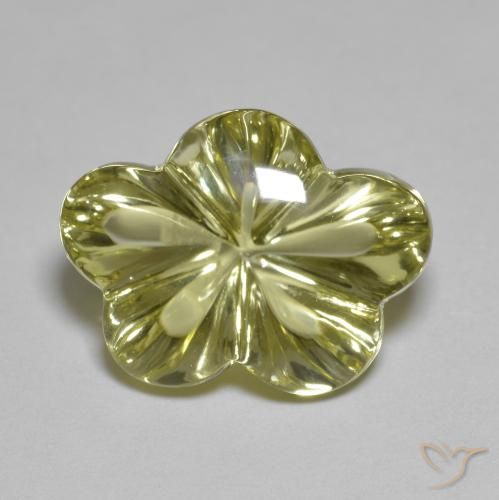 9.65ct Natural Amarillo verdoso Cuarzo, Corte Flor, Transparente