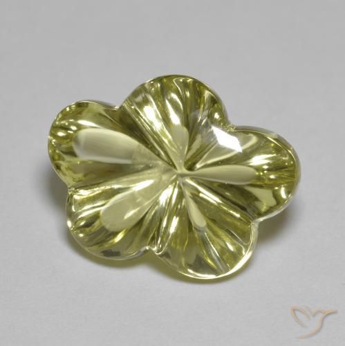 Cuarzo Amarillo verdoso natural de 9.65 ct, Corte Flor, Transparente