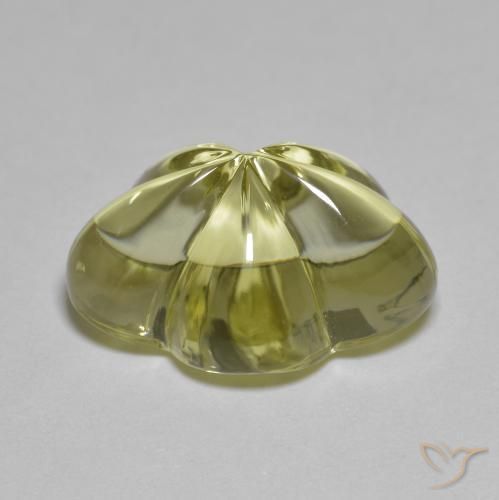 Cuarzo Amarillo verdoso natural de 9.65 ct, Corte Flor, Transparente