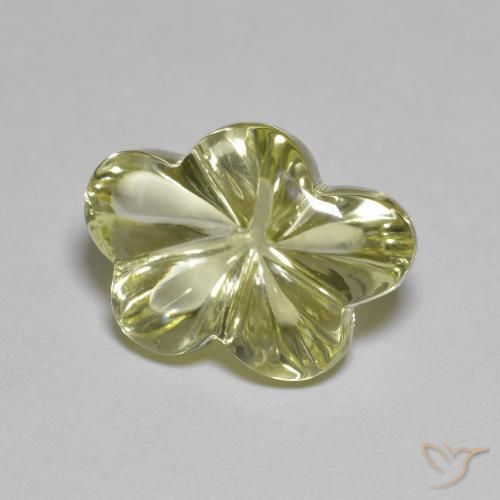 Cuarzo Amarillo medio natural de 6.32 ct, Corte Flor, Transparente