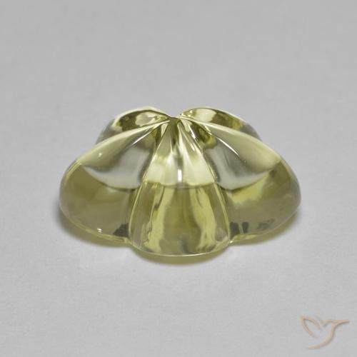 Cuarzo Amarillo medio natural de 6.32 ct, Corte Flor, Transparente