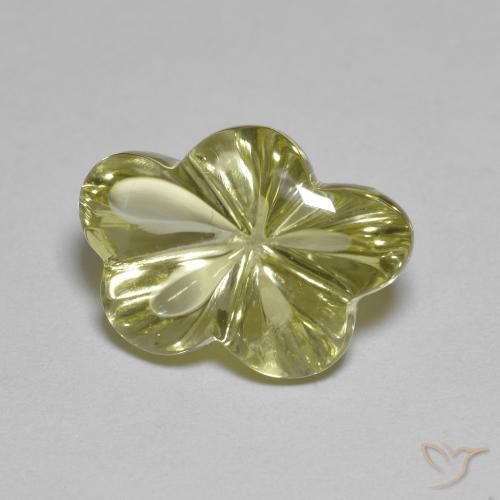 Cuarzo Amarillo medio natural de 6.22 ct, Corte Flor, Transparente
