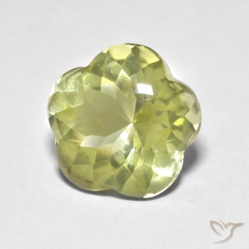 Cuarzo Amarillo medio natural de 4.69 ct, Corte Flor, Transparente
