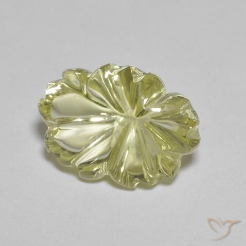 Cuarzo Amarillo crema pálido natural de 6.59 ct, Corte Flor, Transparente