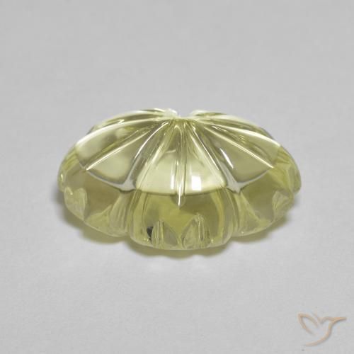 Cuarzo Amarillo crema pálido natural de 6.59 ct, Corte Flor, Transparente