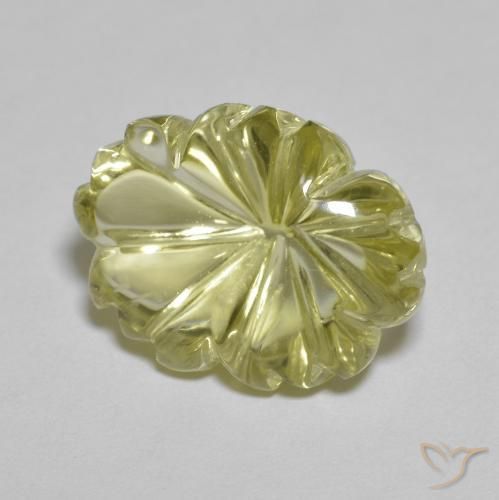 Cuarzo Amarillo medio natural de 10.34 ct, Corte Flor, Transparente
