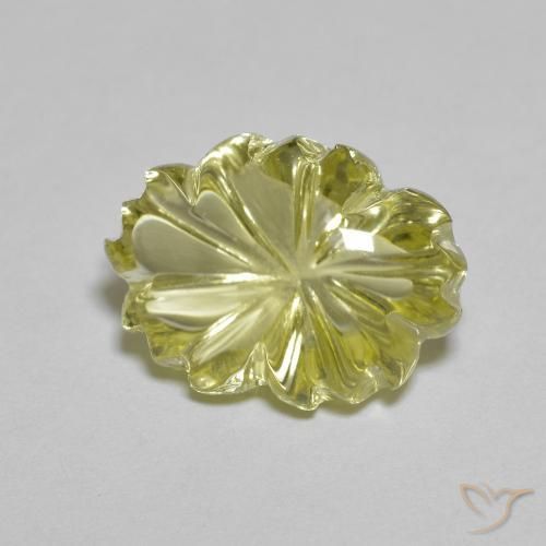 Cuarzo Amarillo limón natural de 6.77 ct, Corte Flor, Transparente