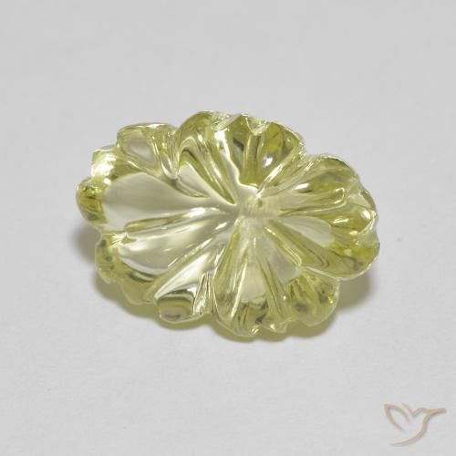 Cuarzo Amarillo verdoso natural de 6.48 ct, Corte Flor, Transparente