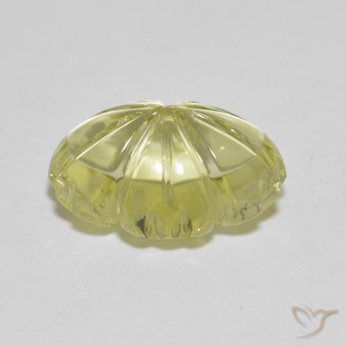 Cuarzo Amarillo verdoso natural de 6.48 ct, Corte Flor, Transparente
