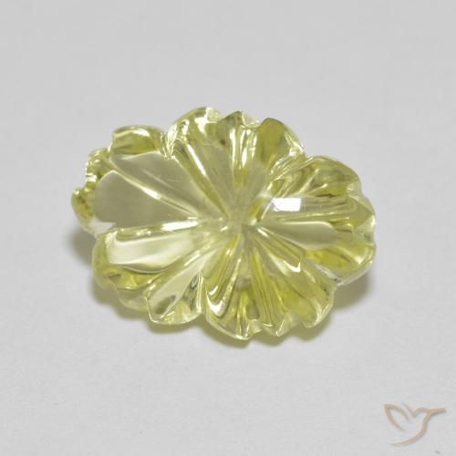 Cuarzo Amarillo limón natural de 6.67 ct, Corte Flor, Transparente