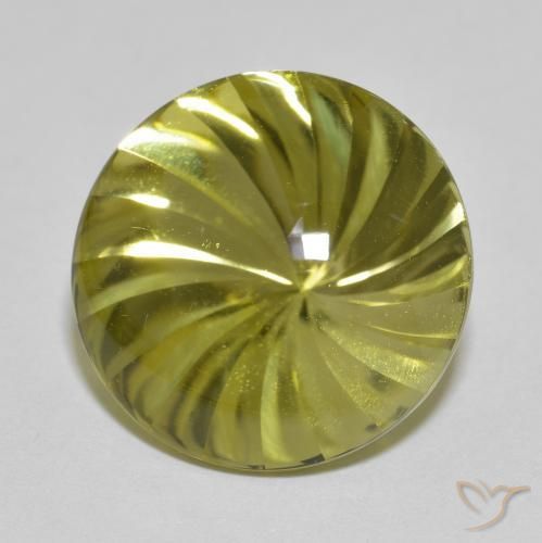 Cuarzo Amarillo medio natural de 12.79 ct, Redondo, Transparente