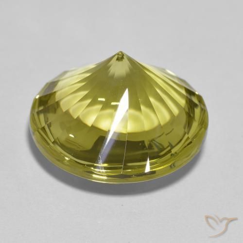 Cuarzo Amarillo medio natural de 12.79 ct, Redondo, Transparente