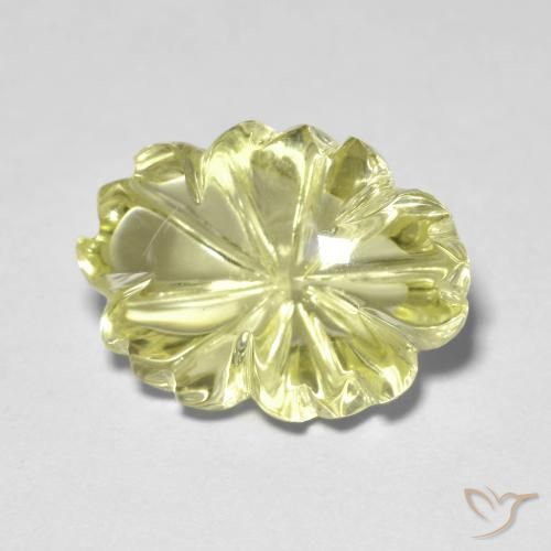 Cuarzo Amarillo claro medio natural de 10.65 ct, Corte Flor, Transparente