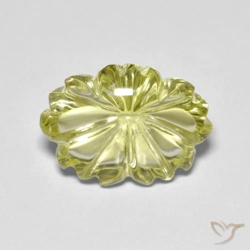 6.53ct Natural Amarillo verdoso Cuarzo, Corte Flor, Transparente