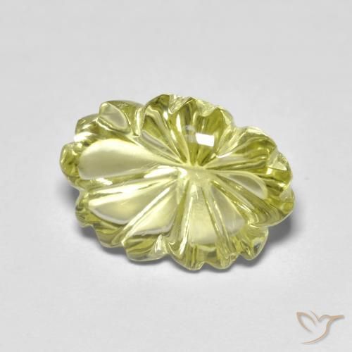 Cuarzo Amarillo verdoso natural de 6.53 ct, Corte Flor, Transparente