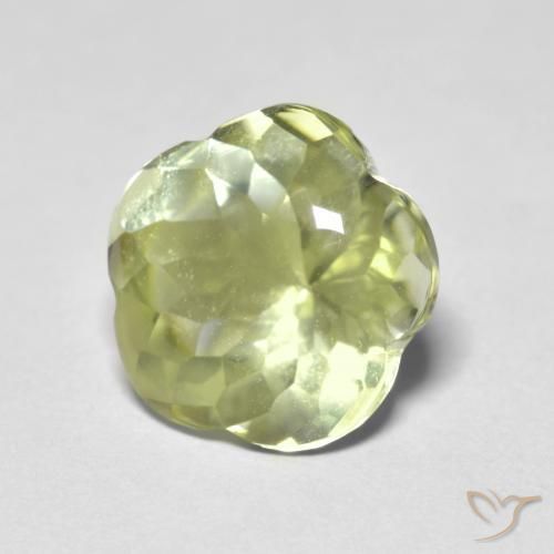 Cuarzo Amarillo claro natural de 4.58 ct, Corte Flor, Transparente
