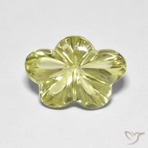 6.25ct Natural Amarillo verdoso Cuarzo, Corte Flor, Transparente