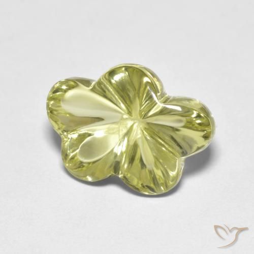 Cuarzo Amarillo verdoso natural de 6.25 ct, Corte Flor, Transparente