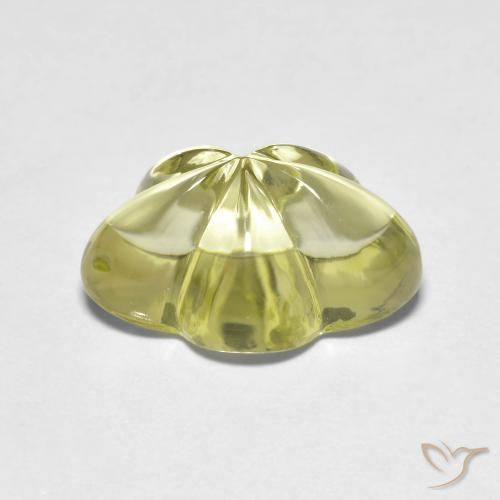 Cuarzo Amarillo verdoso natural de 6.25 ct, Corte Flor, Transparente