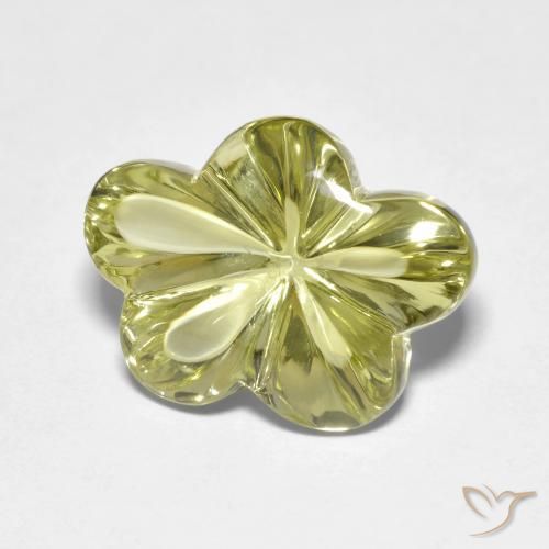 Cuarzo Amarillo medio natural de 9.34 ct, Corte Flor, Transparente