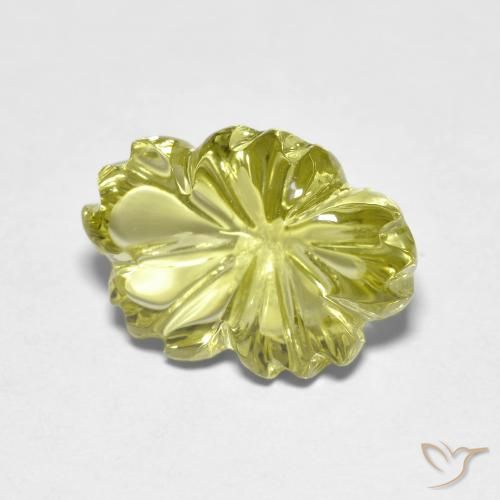 Cuarzo Amarillo medio natural de 6.44 ct, Corte Flor, Transparente