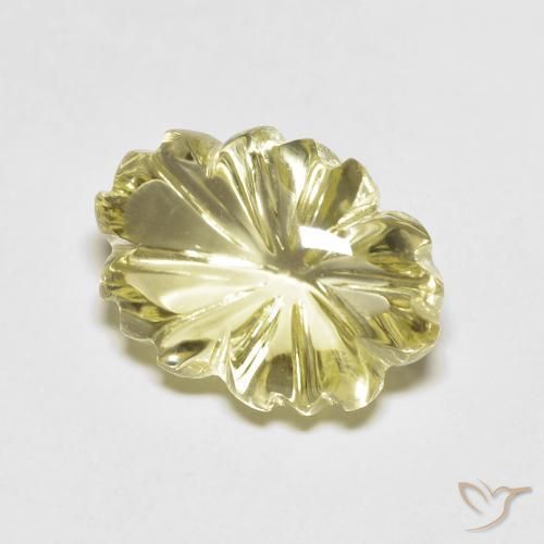 Cuarzo Amarillo limón natural de 6.75 ct, Corte Flor, Transparente