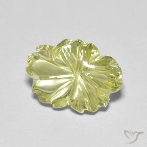 Cuarzo Amarillo claro natural de 6.40 ct, Corte Flor, Transparente