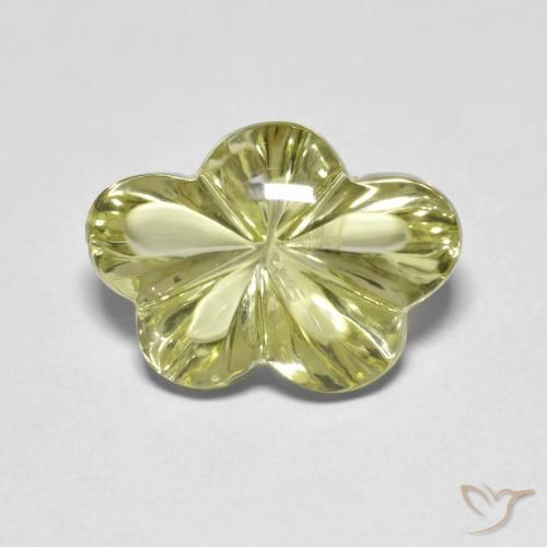 6.31ct Natural Amarillo verdoso Cuarzo, Corte Flor, Transparente