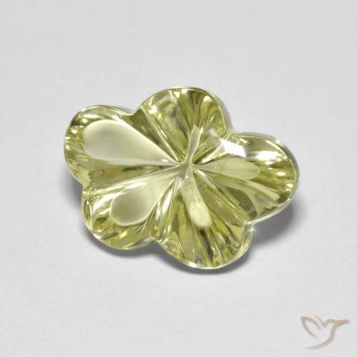 Cuarzo Amarillo verdoso natural de 6.31 ct, Corte Flor, Transparente