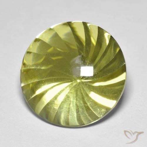 Cuarzo Amarillo medio natural de 12.44 ct, Redondo, Transparente