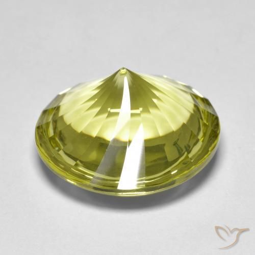 Cuarzo Amarillo medio natural de 12.44 ct, Redondo, Transparente