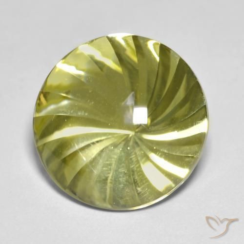 Cuarzo Amarillo medio natural de 12.86 ct, Redondo, Transparente