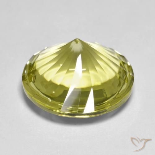 Cuarzo Amarillo medio natural de 12.86 ct, Redondo, Transparente