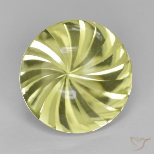 Cuarzo Amarillo verdoso natural de 12.85 ct, Redondo, Transparente