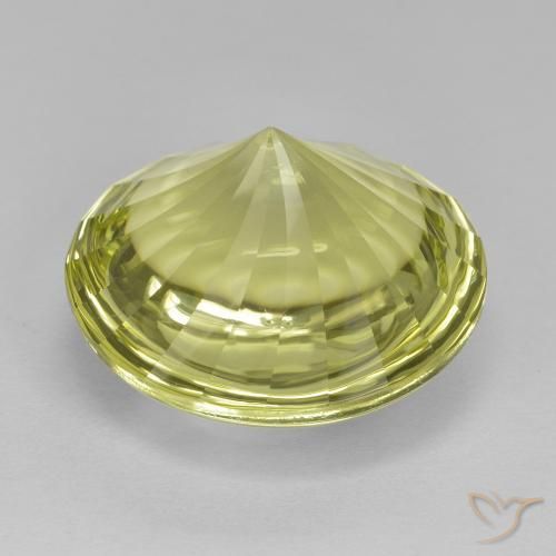 Cuarzo Amarillo verdoso natural de 12.85 ct, Redondo, Transparente