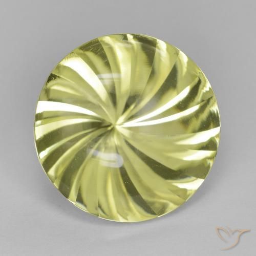 Cuarzo Verde amarillo natural de 12.01 ct, Redondo, Transparente