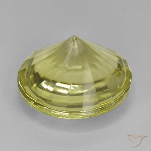 Cuarzo Verde amarillo natural de 12.53 ct, Redondo, Transparente