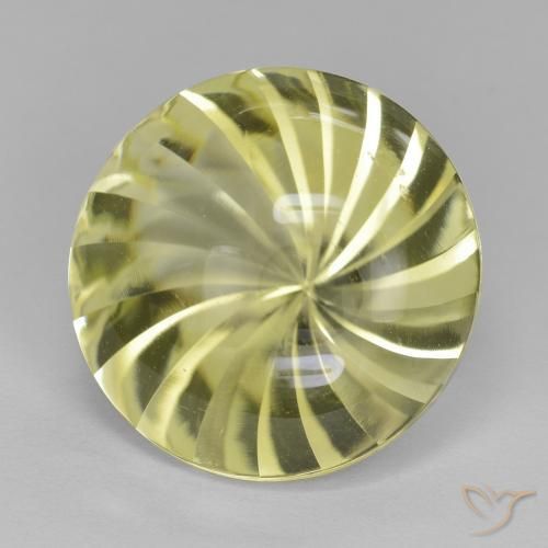Cuarzo Amarillo verdoso natural de 13.30 ct, Redondo, Transparente