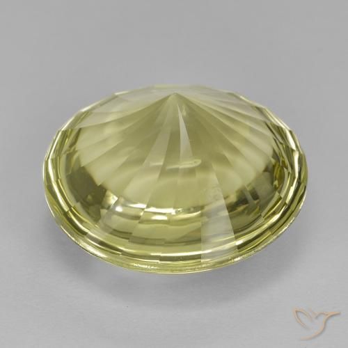 Cuarzo Amarillo verdoso natural de 13.30 ct, Redondo, Transparente
